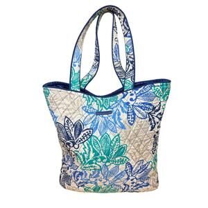Vera Bradley Quilted Floral Tote in Blue & Teal